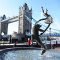 Outdoor large bronze dolphin with nude lady water fountain